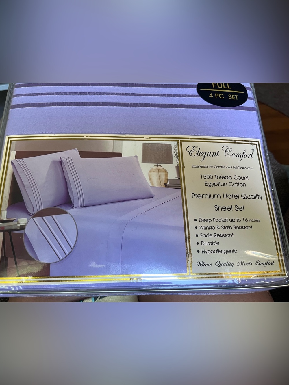 NWT- FULL Lavender Premium Sheet Set